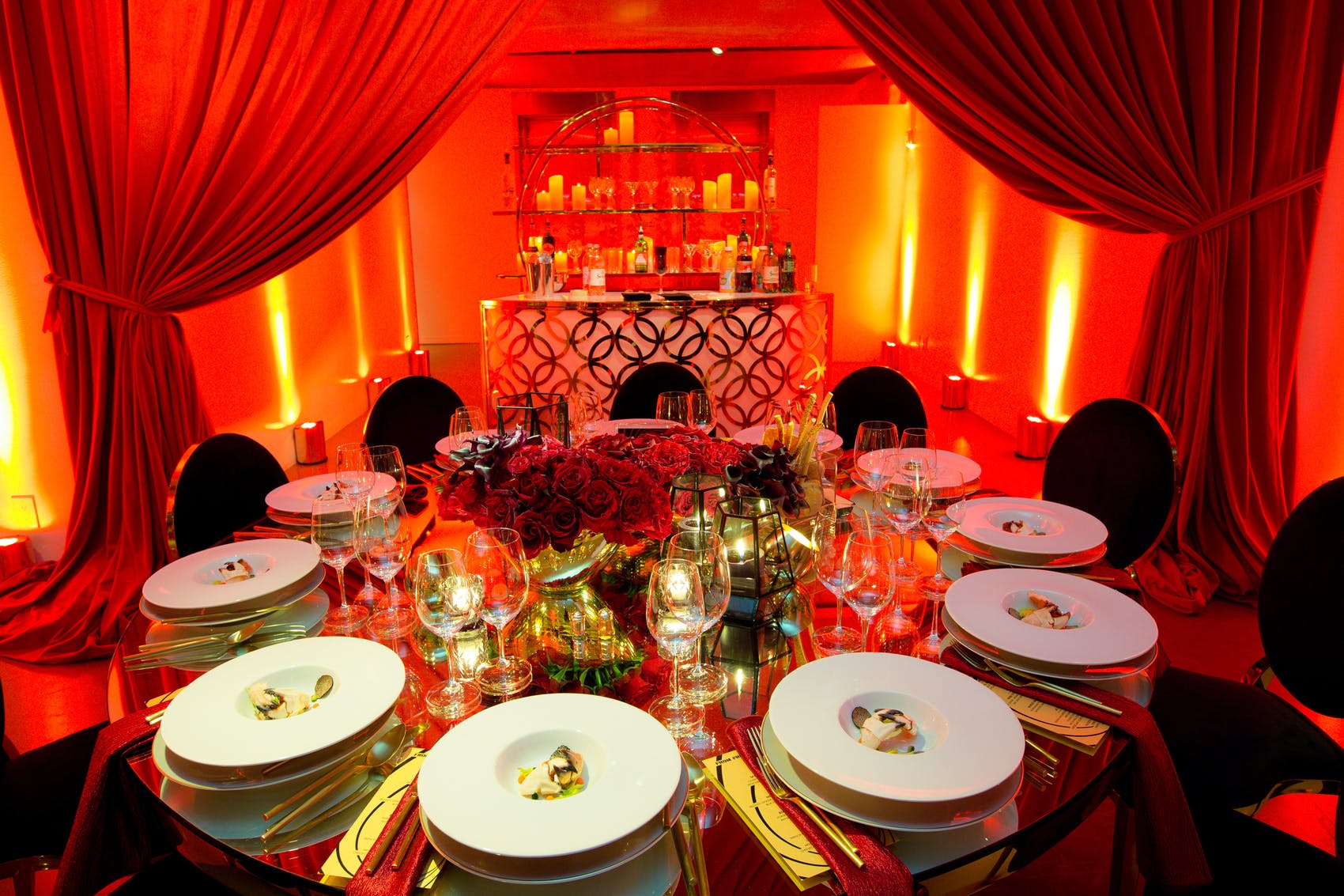 Red lighting at a party