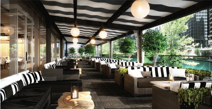 Event space with couches and spherical lights at RPM Events | PartySlate