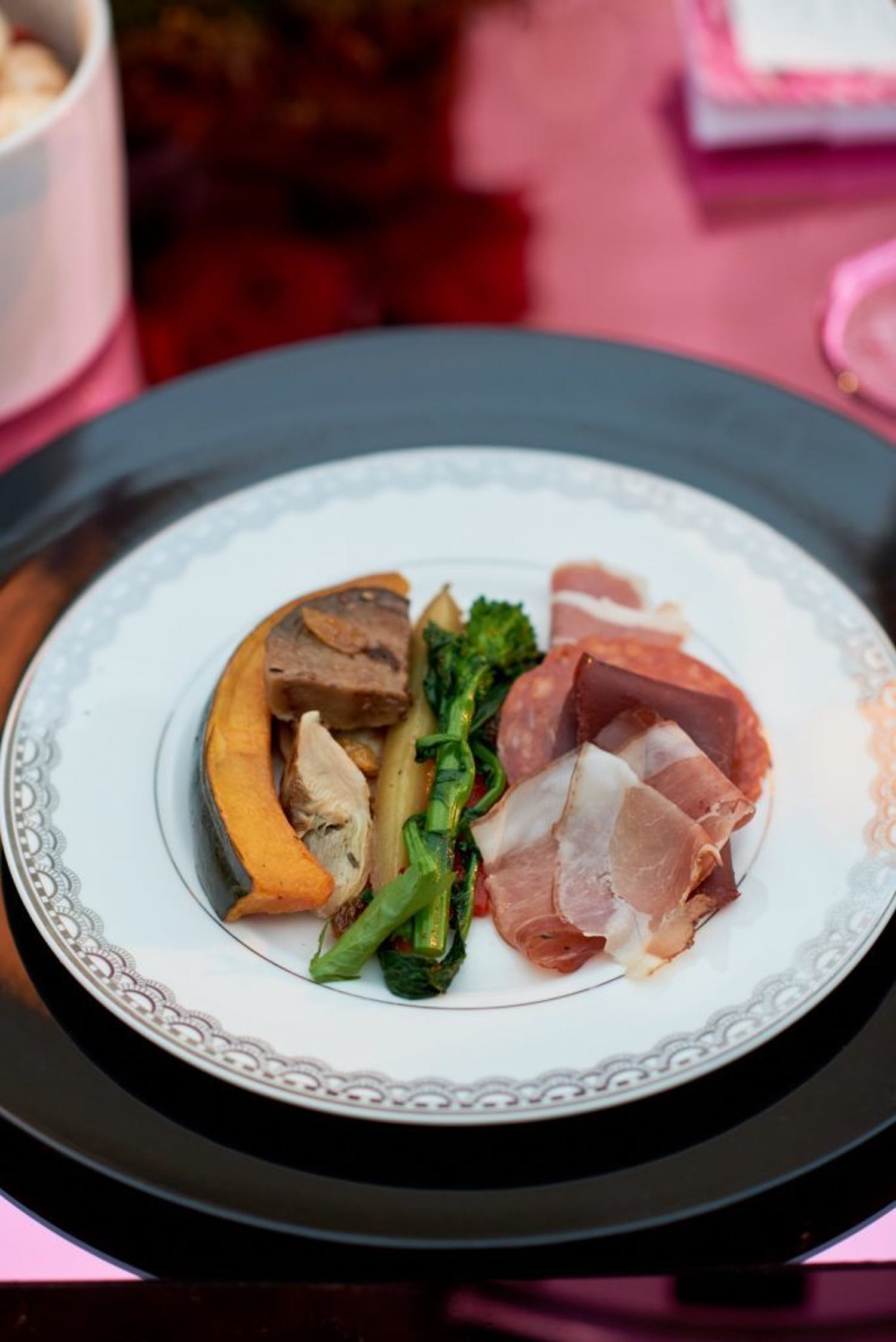 artfully plated charcuterie and veggies