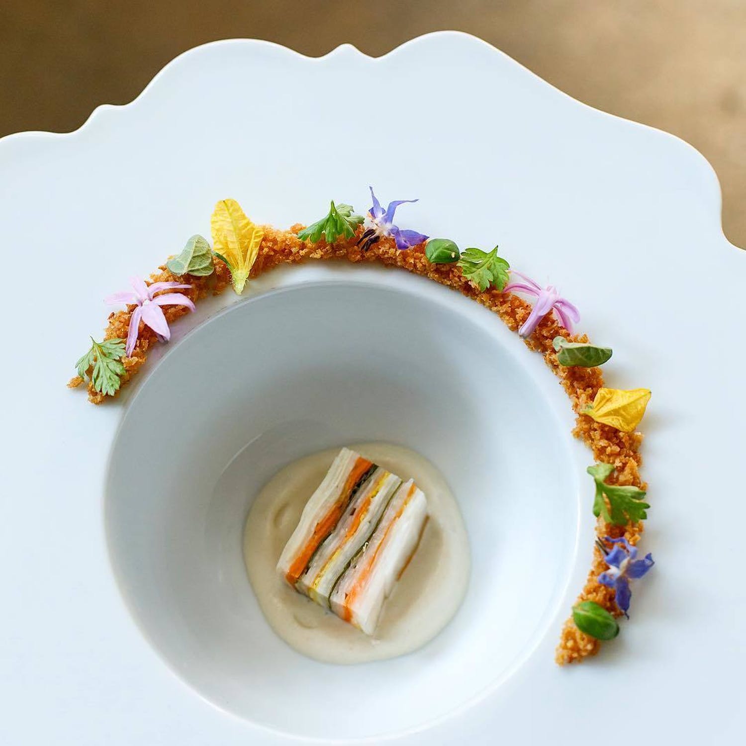 rainbow sushi surrounded by florals