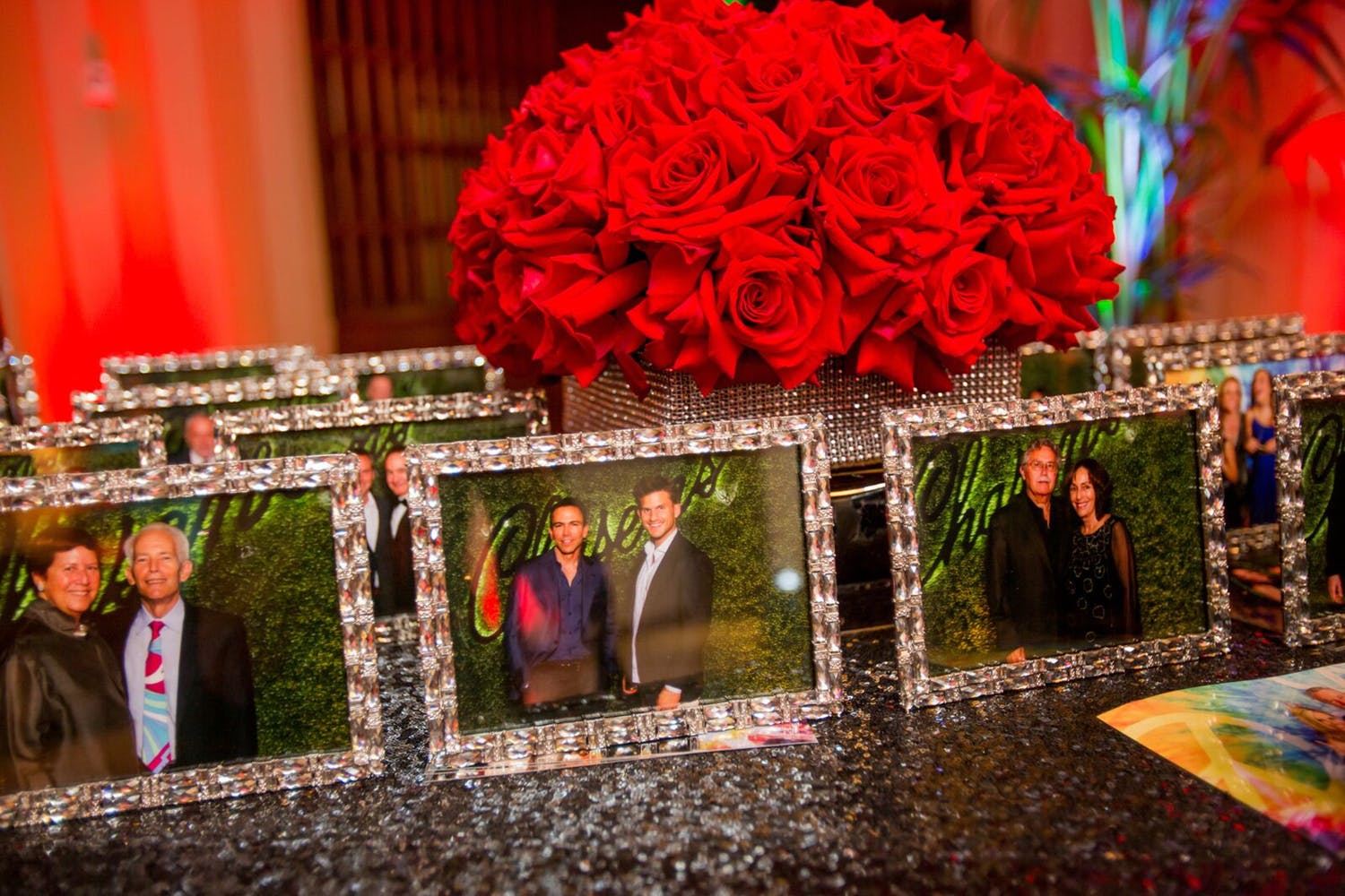 Framed photos of guests taken during photo ops