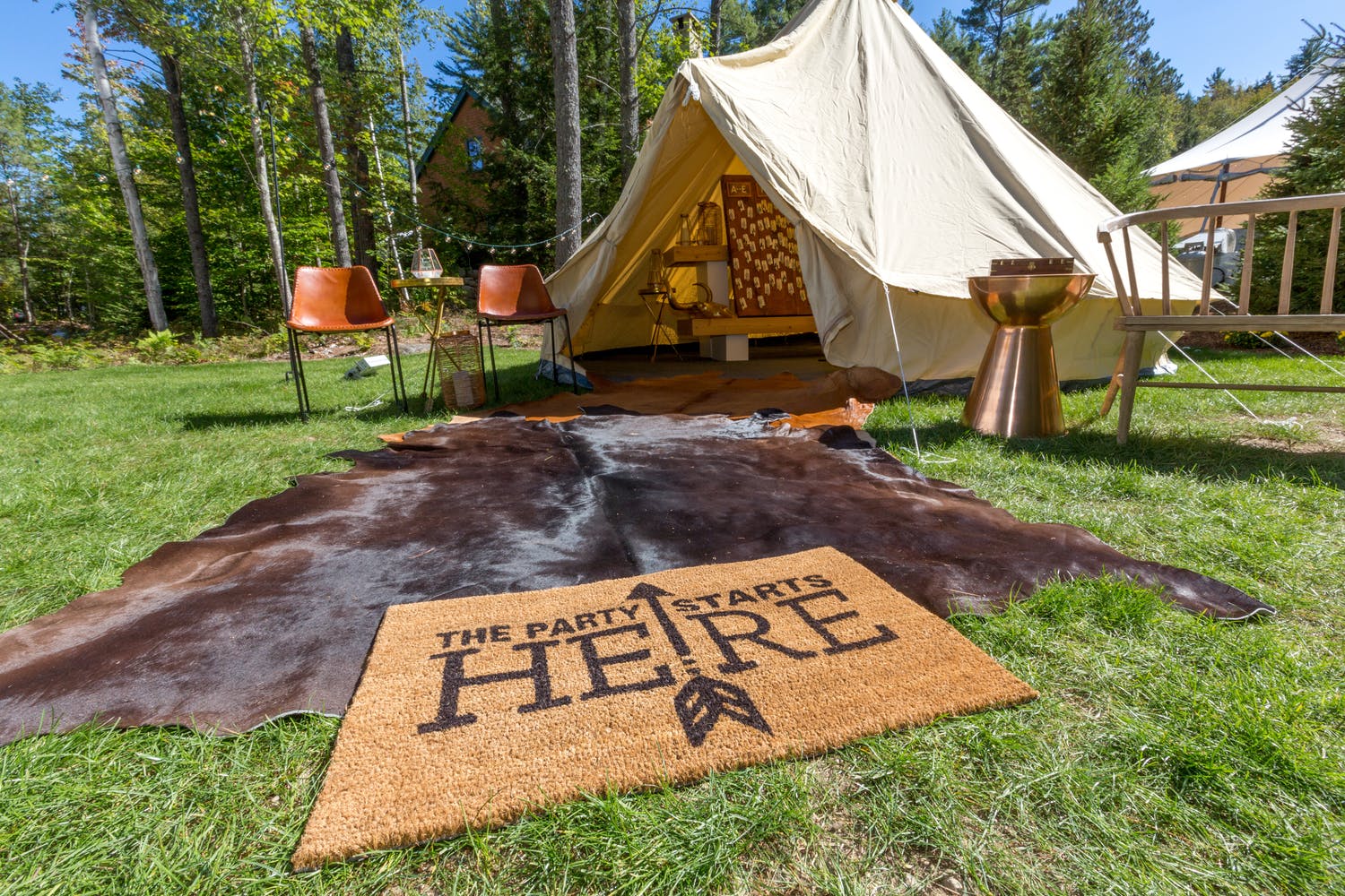 glamping set-up in woods