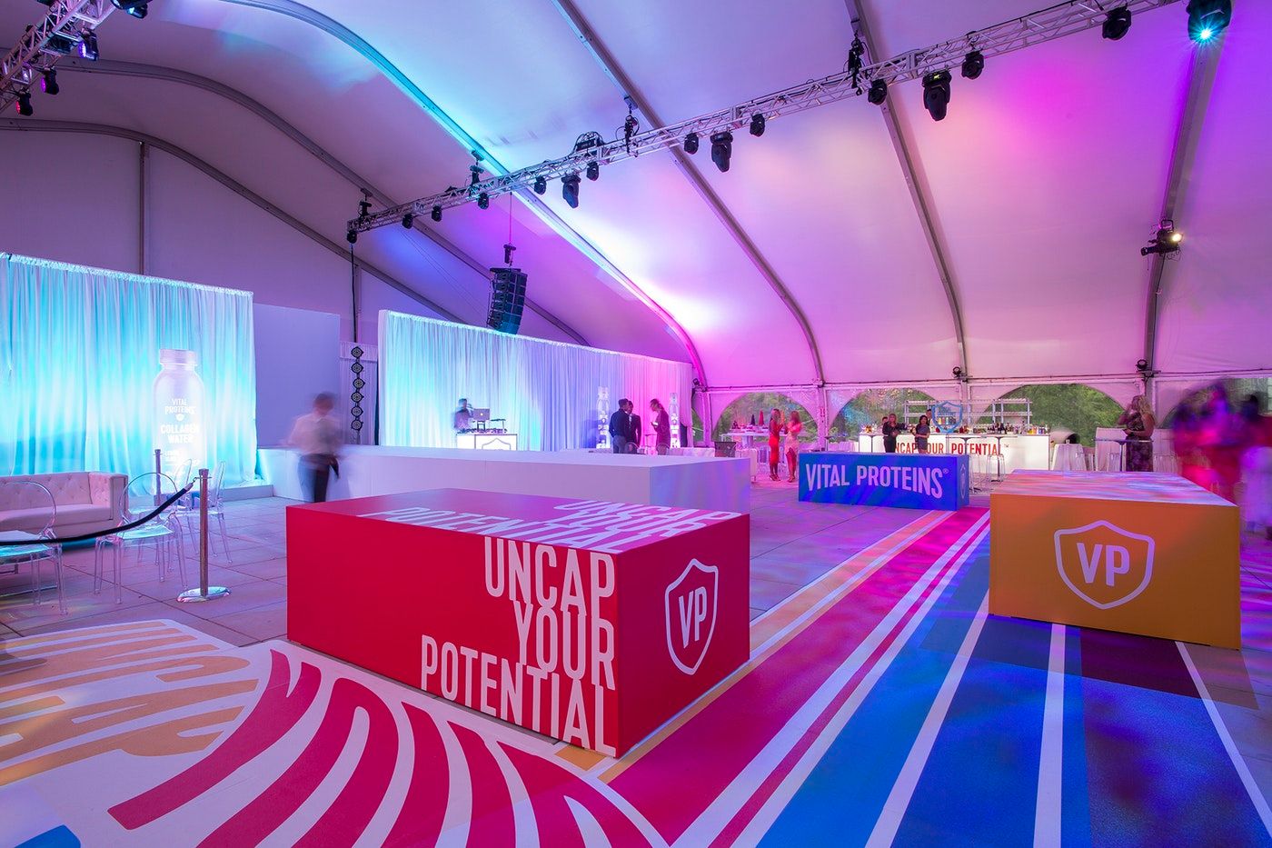 Corporate event with colorful color blocking