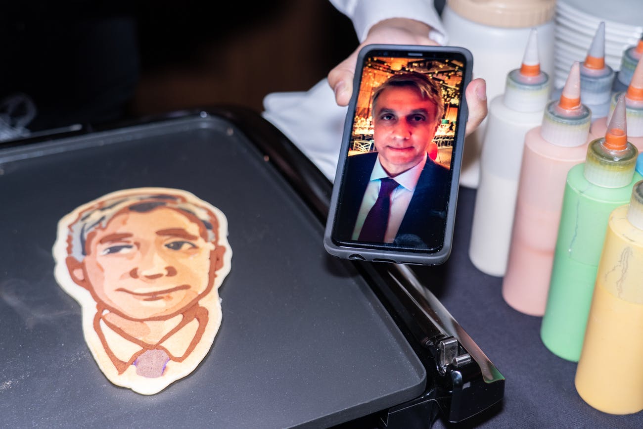 crepe selfie and iPhone selfie of middle aged man