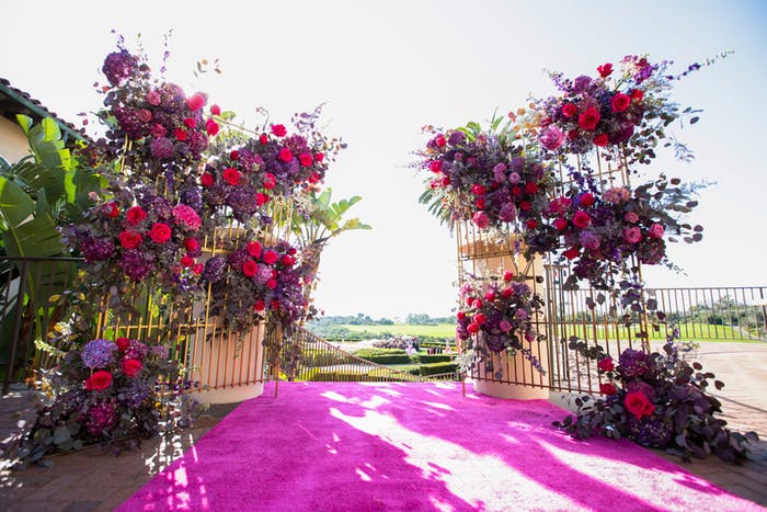 Bright and bold wedding entrance