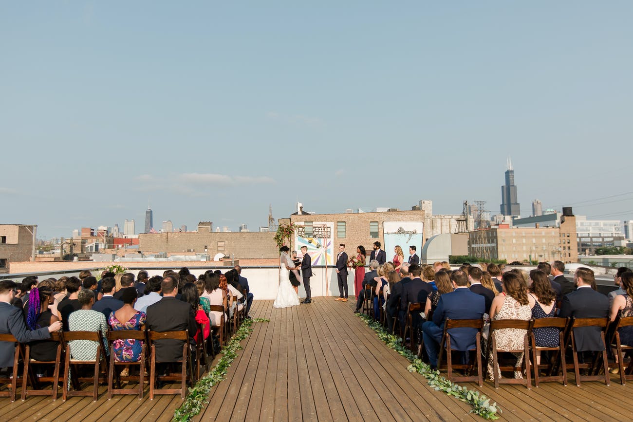 Chicago Rooftop Venue Wedding at Rooftop Deck at Ignite Glass Studios | PartySlate