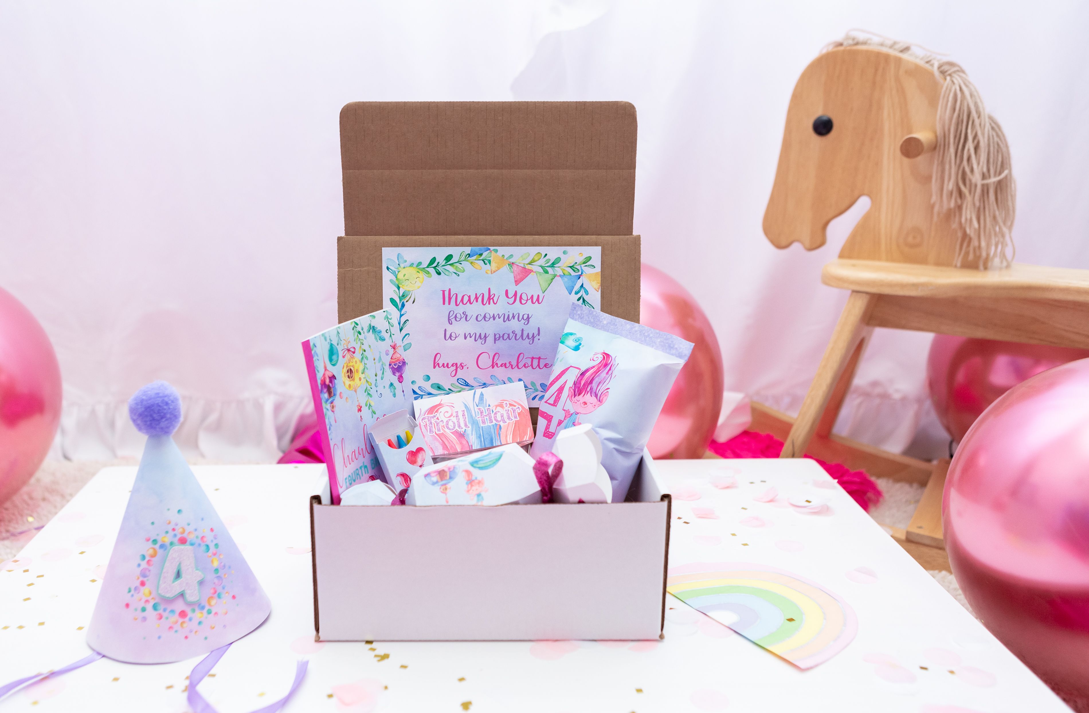 Vibrant and Virtual Trollz Theme Birthday Party in Miami, Florida With Virtual Birthday Gift Box