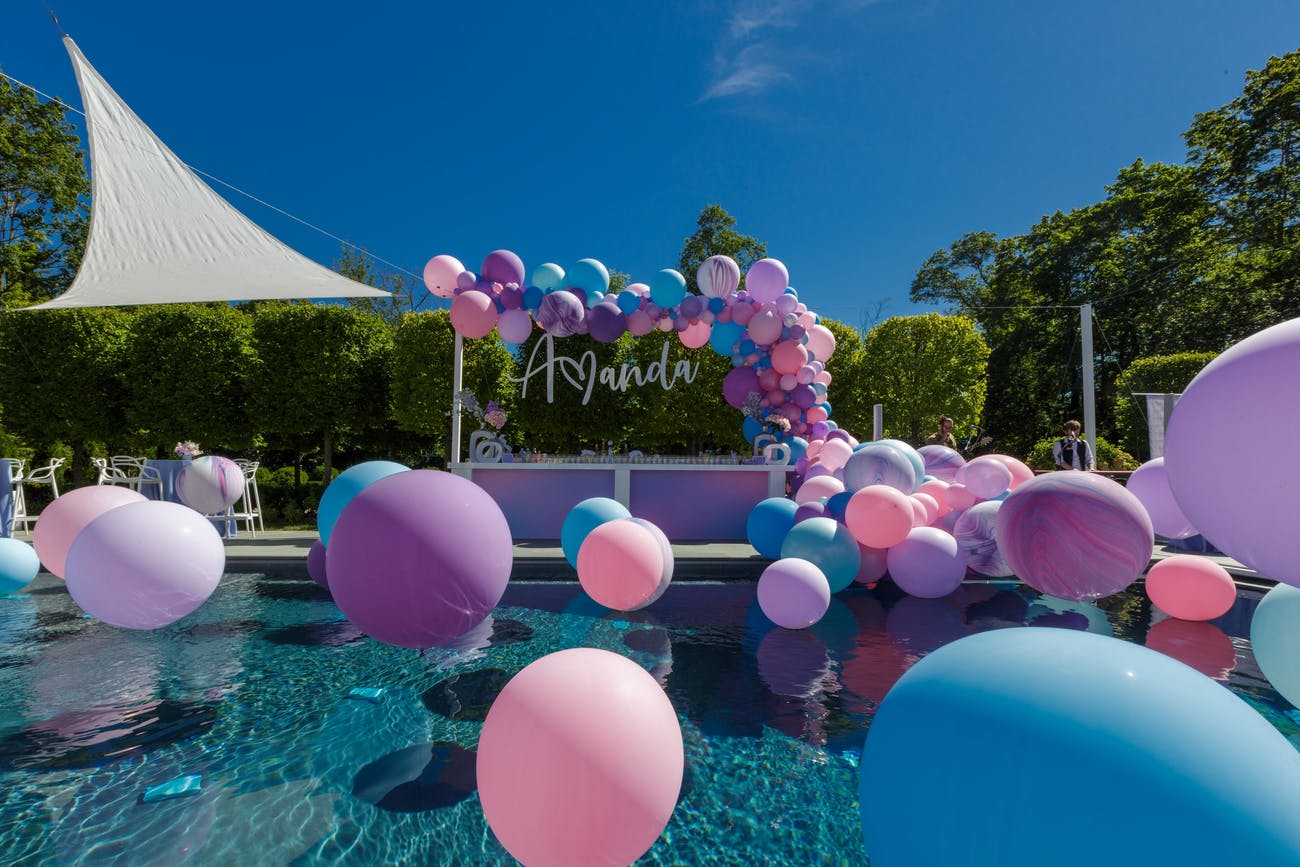 Blue pink and purple backyard bat mitzvah | PartySlate