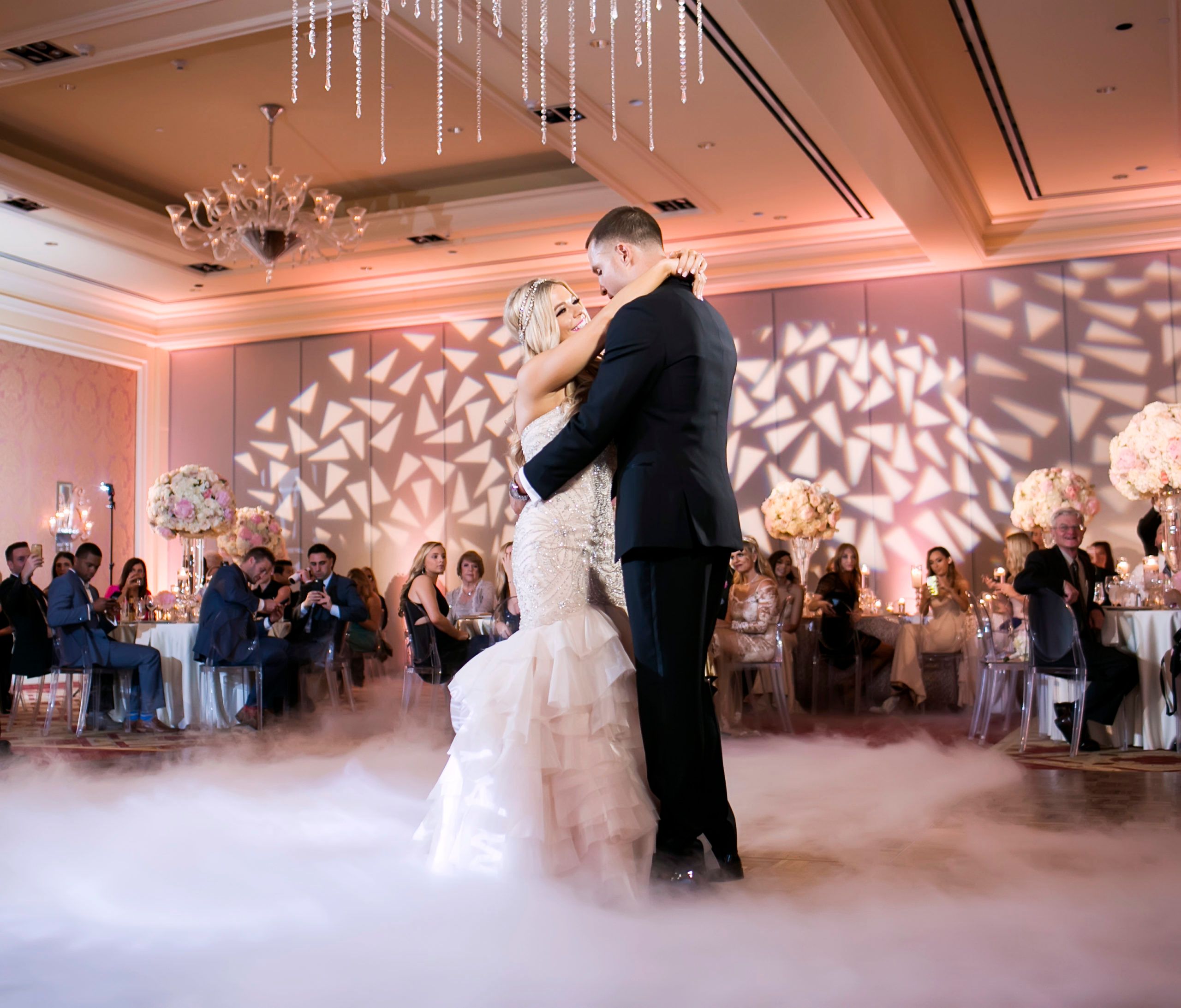 Glamorous Blush Wedding with Dramatic Lighting at the Ritz-Carleton Dallas