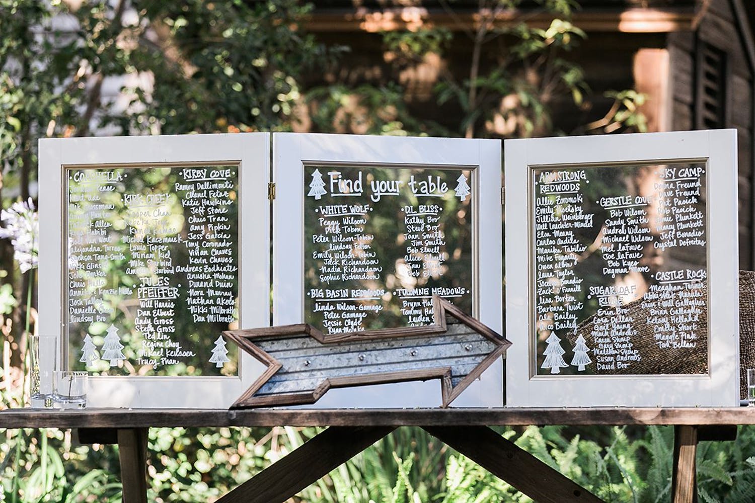 Rustic Wedding Window Seating Chart | PartySlate