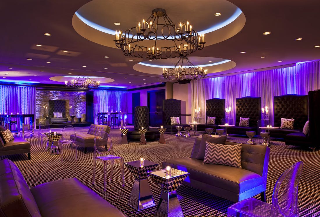 Purple Uplighting Wedding in Modern Ballroom at Hotel Zaza Dallas Uptown | PartySlate