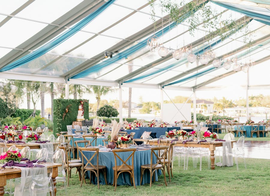 The Perfect Space at an Outdoor Restaurant for Private Party. Gorgeous Tent With Boho Décor | PartySlate