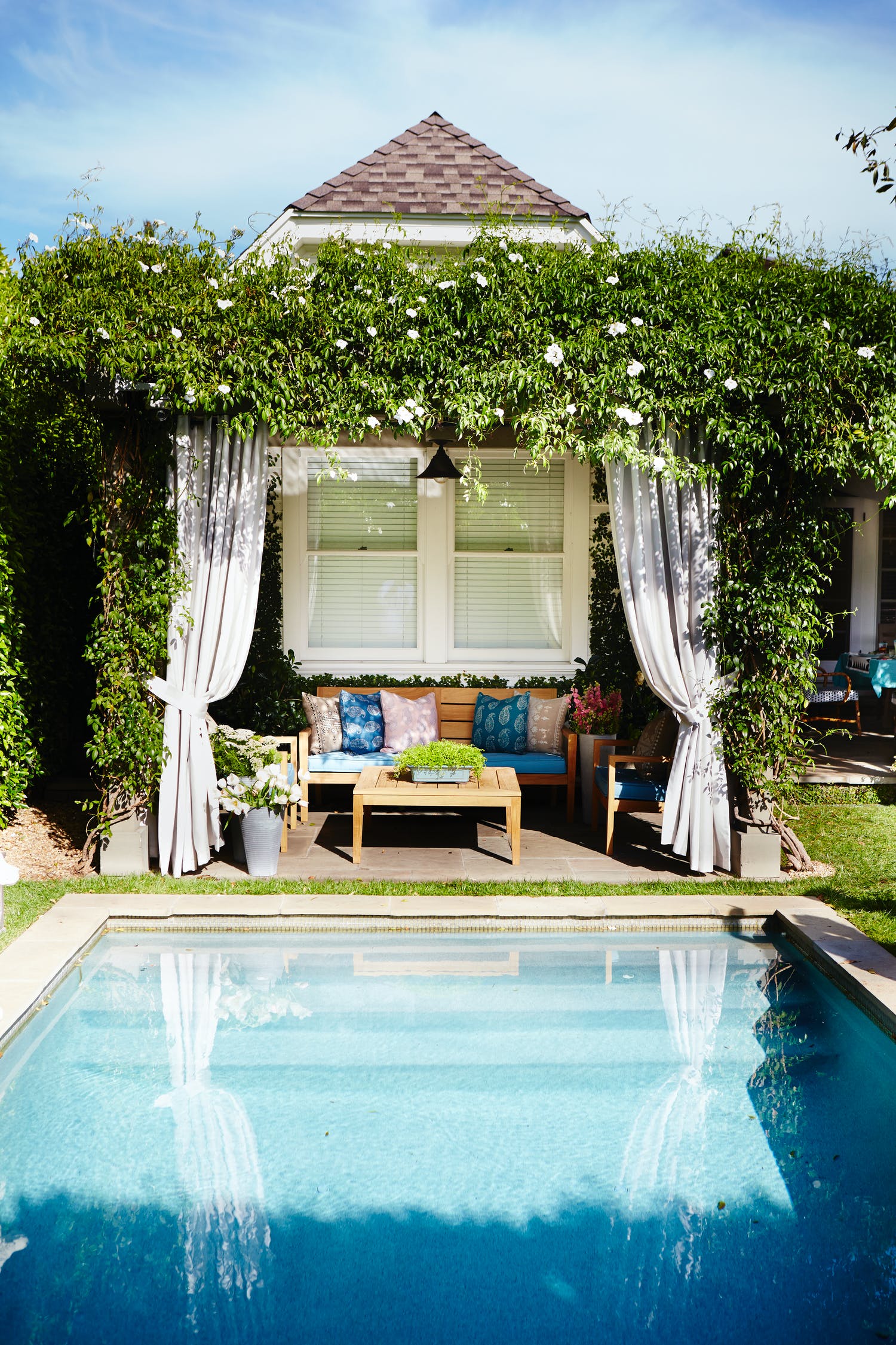 Pool Party Cabana With Greenery | PartySlate
