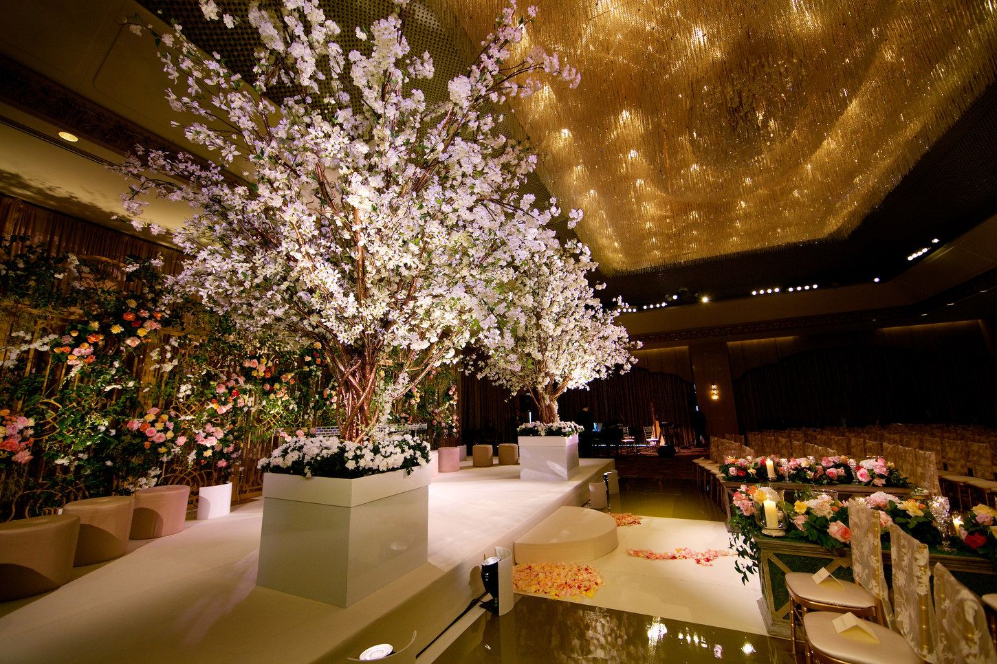 Opulent Wedding Ceremony With White Petaled Trees at The Ritz-Carlton, Chicago | PartySlate