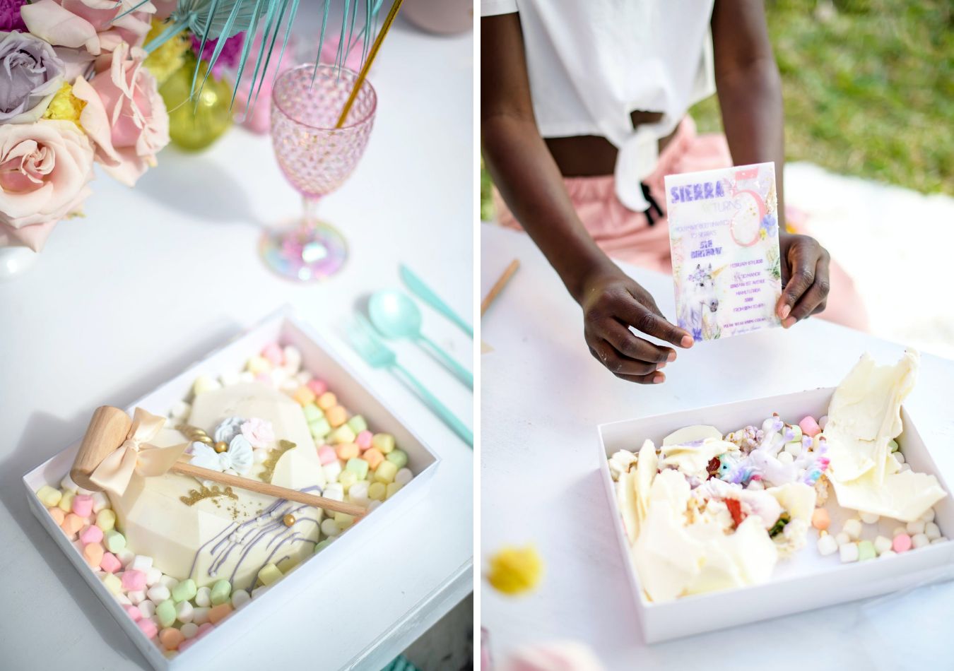 Breakable white chocolate hearts for a kids' birthday bash | PartySlate