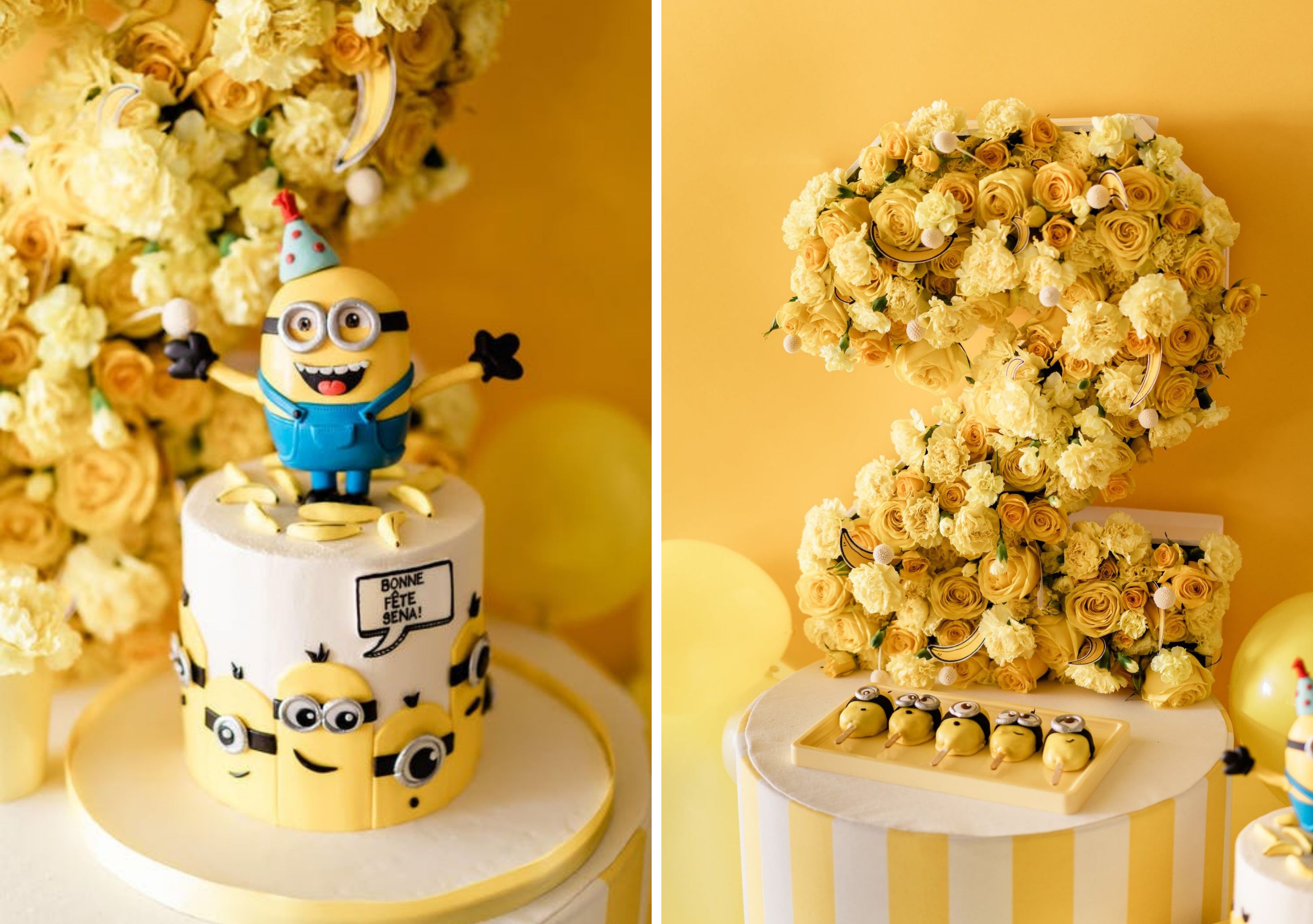 Minion-themed birthday cake