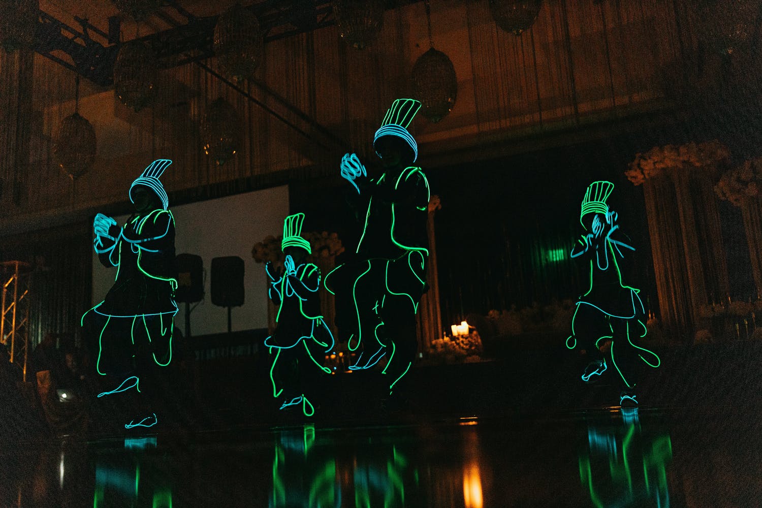 Dancers in LED costumes perform at Indian wedding reception | PartySlate