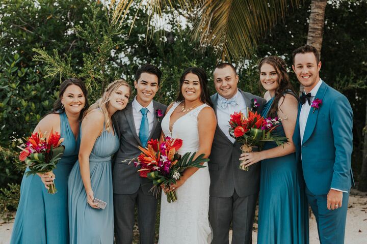 Blue and Red Wedding with Wedding Party Posed |PartySlate