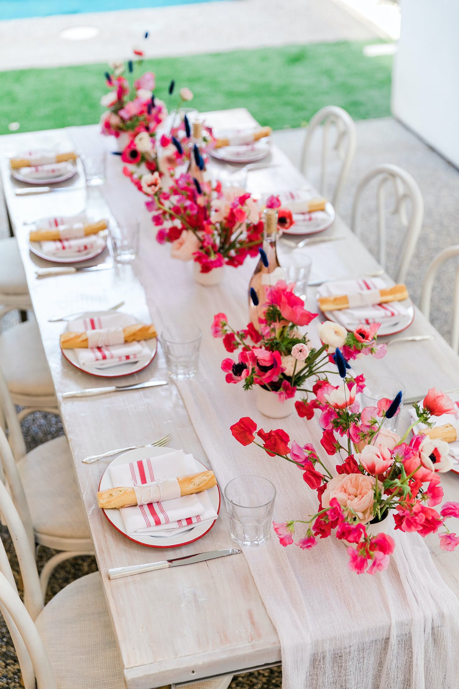 FRENCH PARISIAN LOS ANGELES WEDDING LUNCHEON Tablescape with Pink Florals | PartySlate