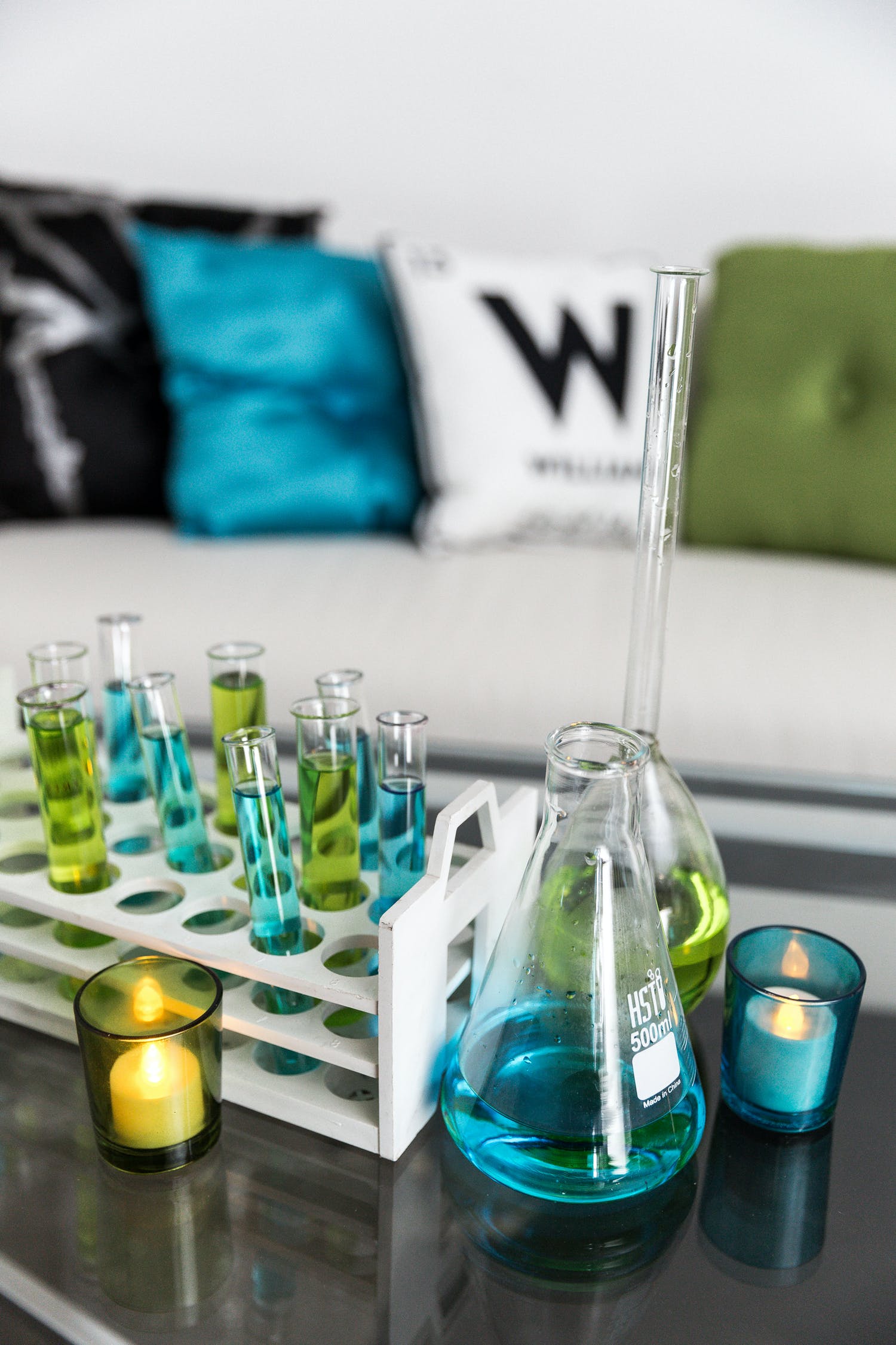 Scientific Party Theme with Beakers and Periodic Table Décor | PartySlate