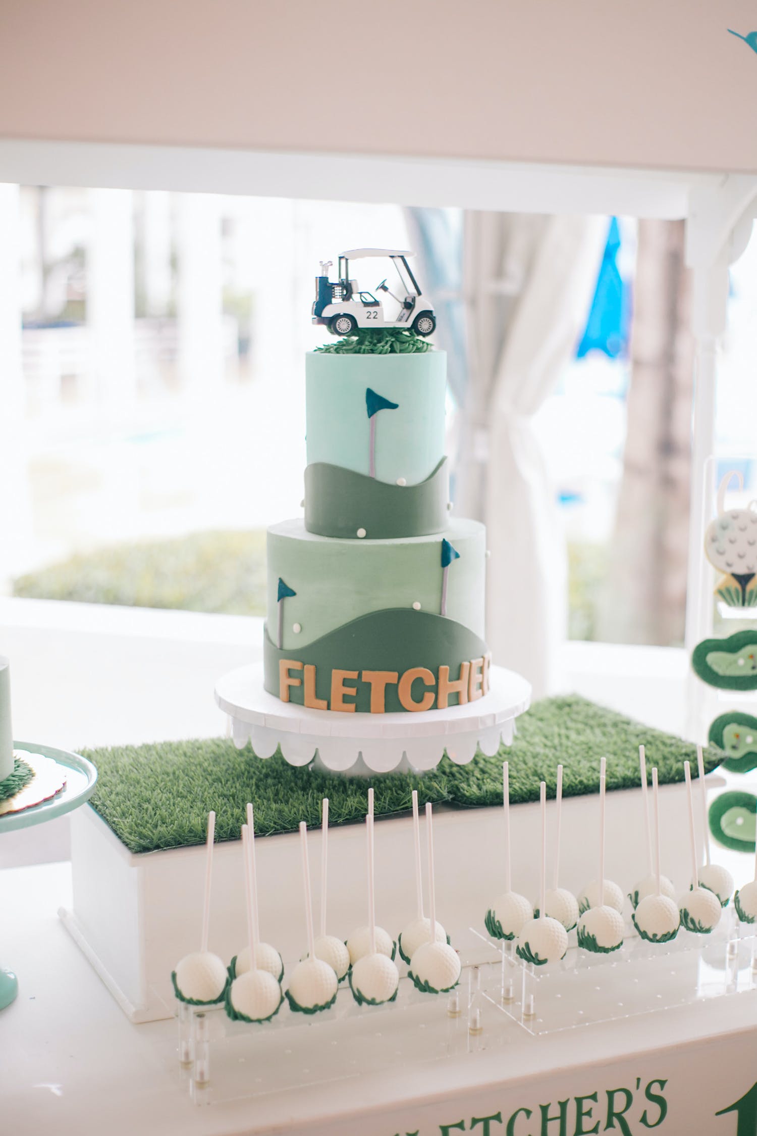 Golf Inspired First Birthday Party with Golf Course Cake and Cake Pops | PartySlate