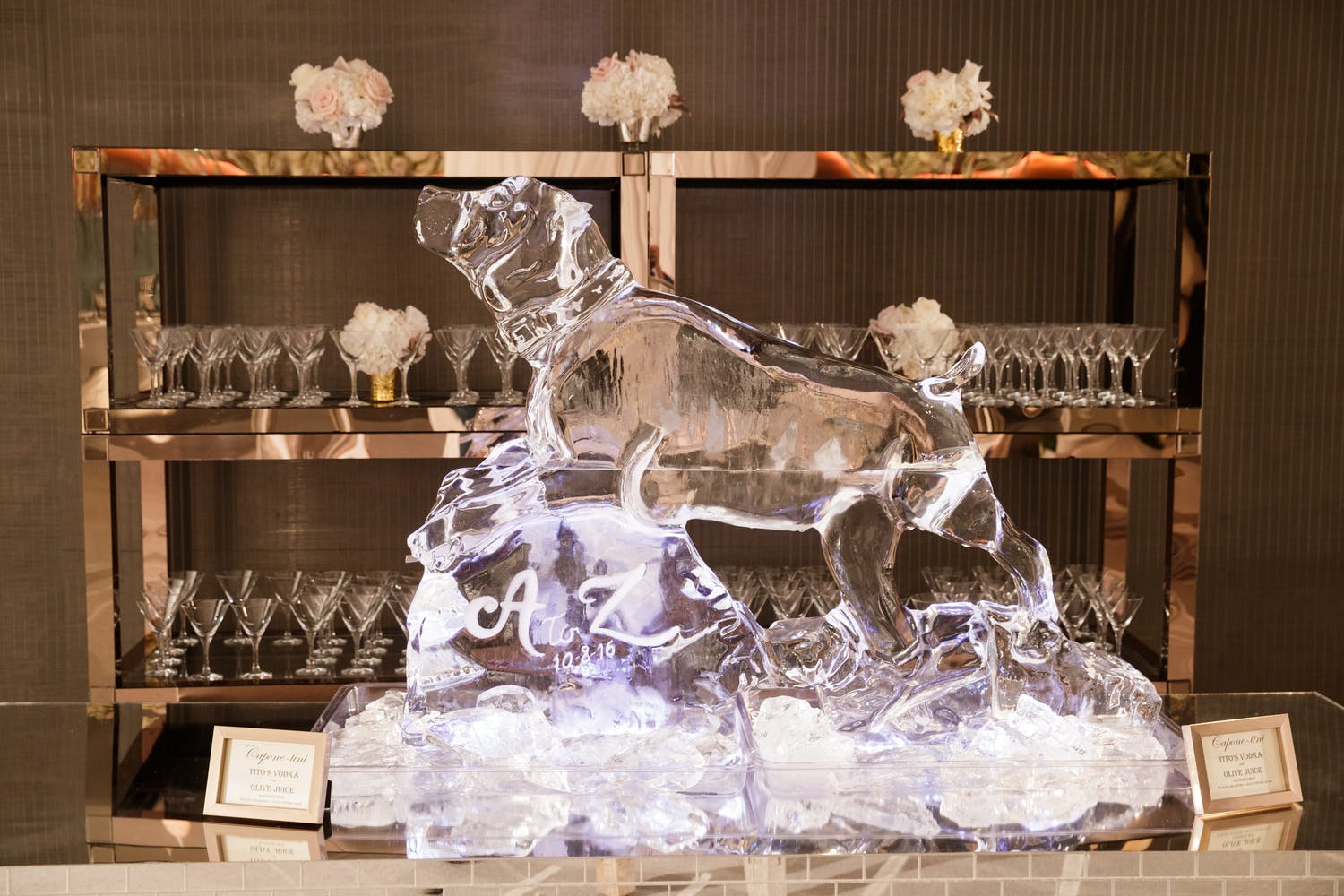ice sculpture of dog at wedding | PartySlate