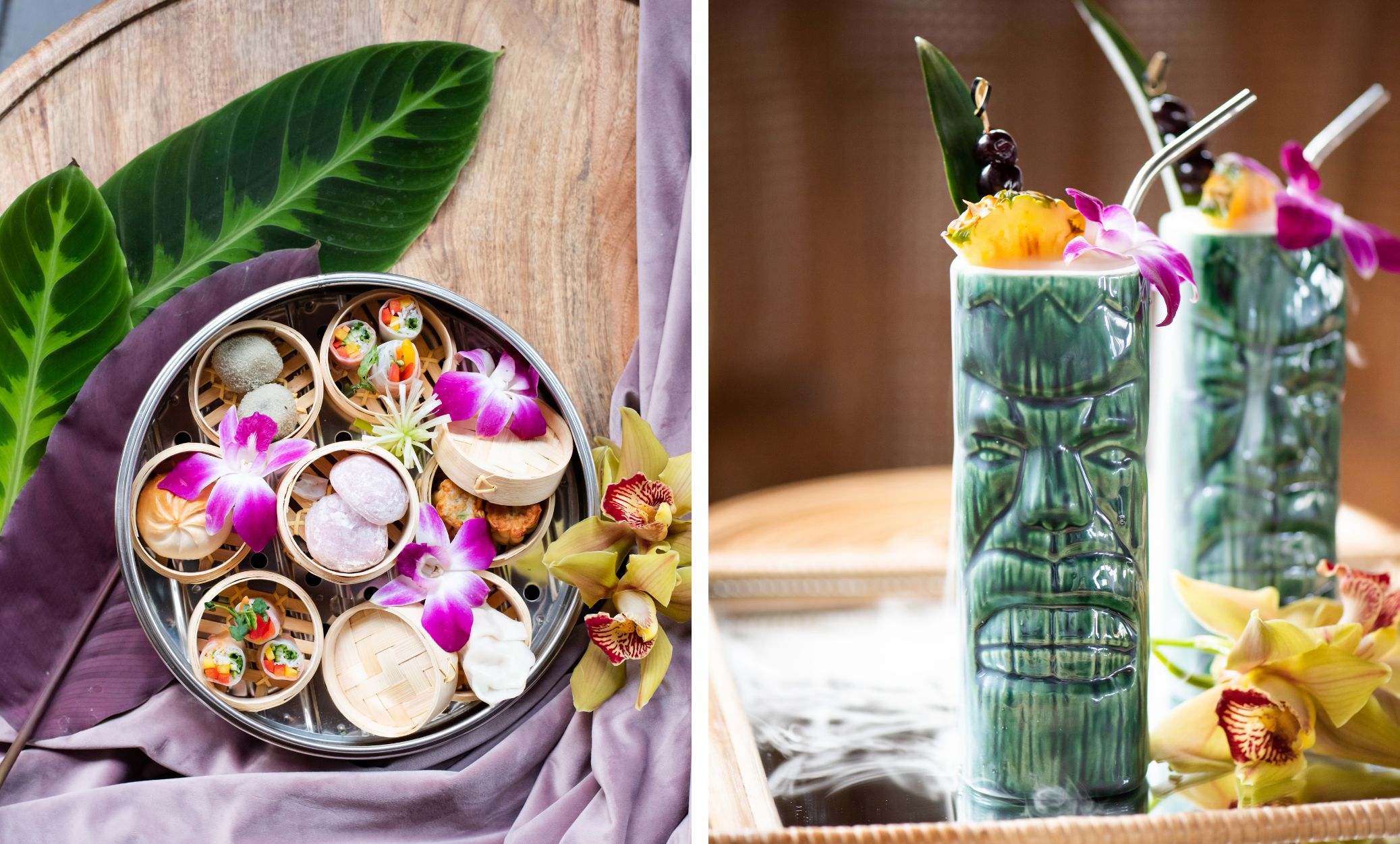 tropical food and cocktail