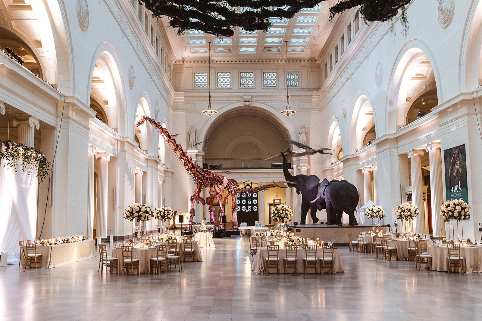 Gold, Ivory & Dinosaurs | Intimate Summer Wedding Ceremony & Reception at the Field Museum in Chicago, IL
