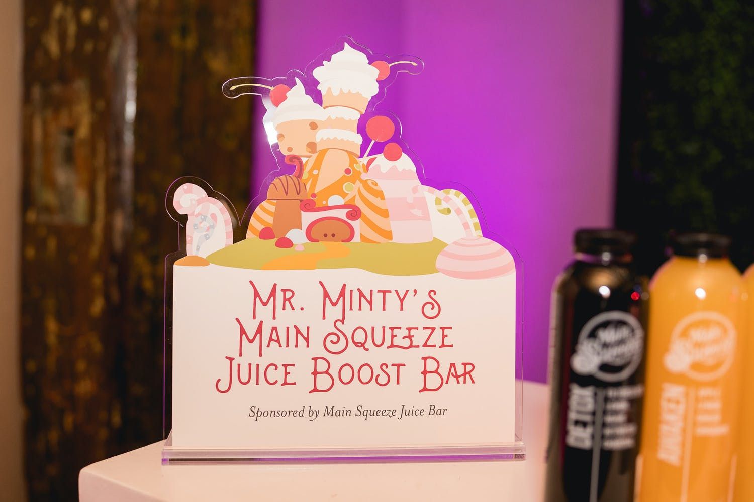 Mr. Mint & Main Squeeze Juice Boost Bar at Candy Land Themed party | PartySlate