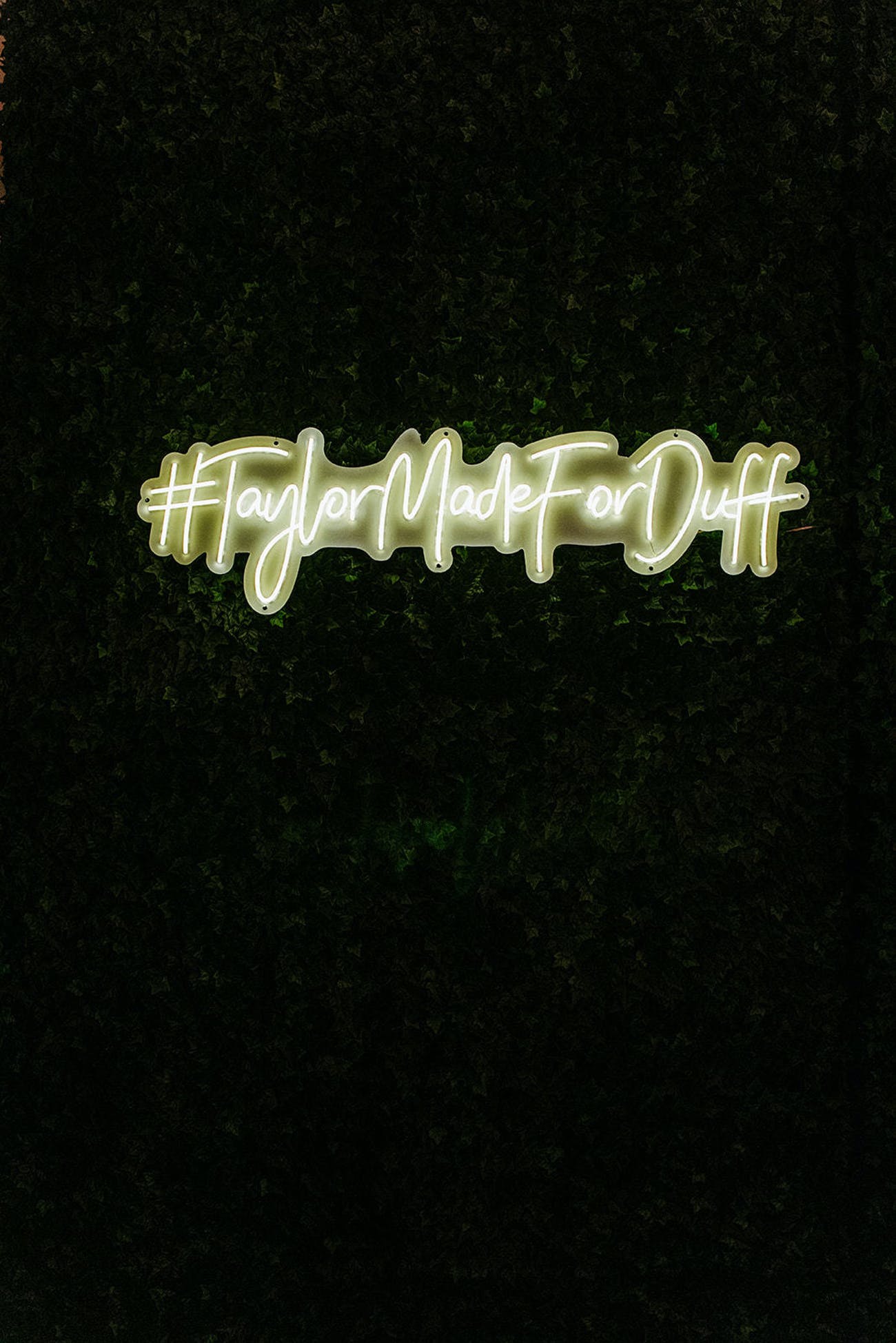 Wedding Hashtag Neon Sign in White | PartySlate