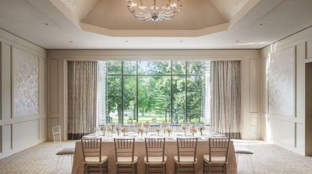 Event space with monochromatic beige décor