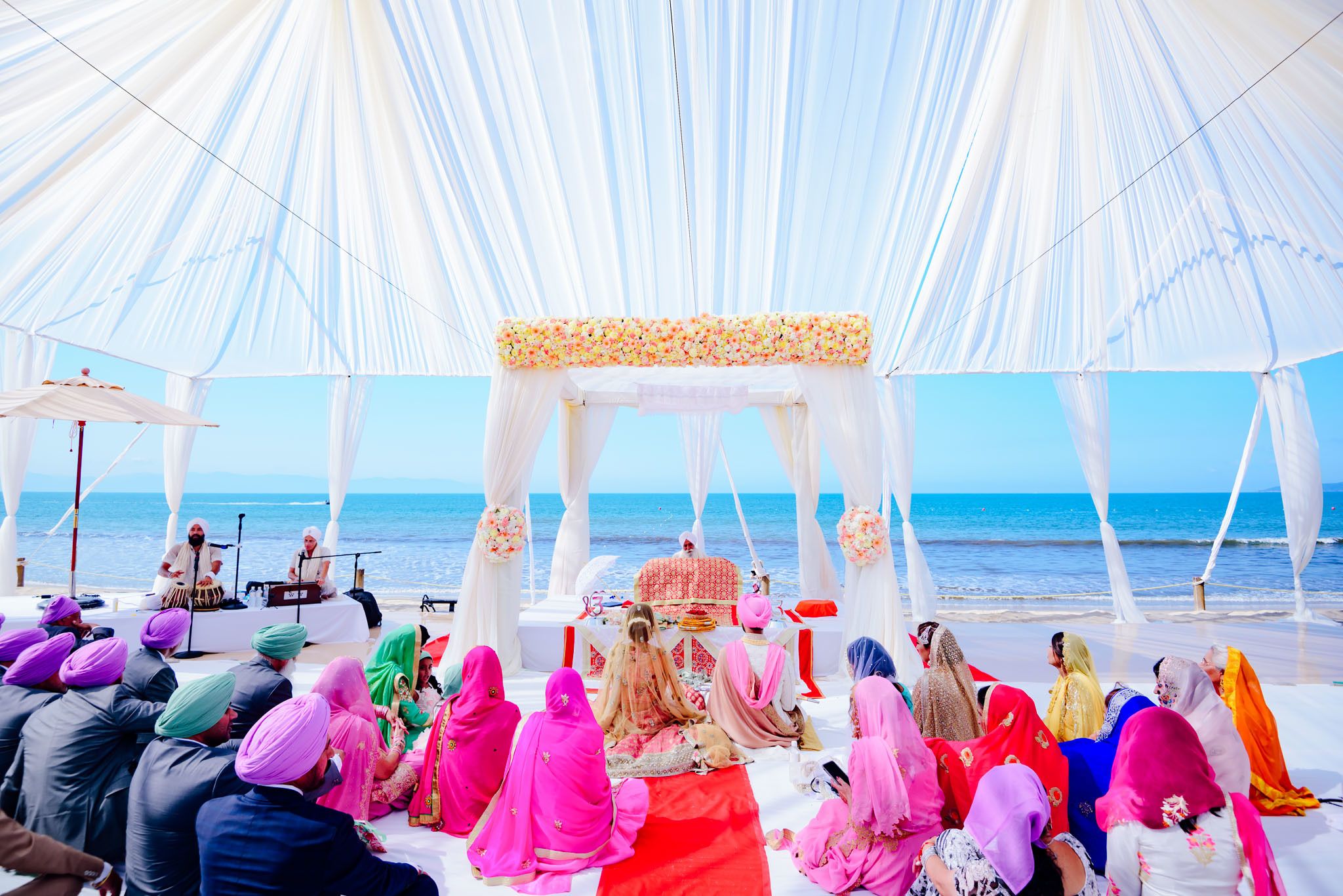 White wedding tent for tropical nikkah ceremony | PartySlate