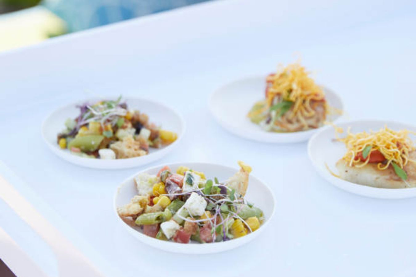 baby shower food in white bowls | PartySlate