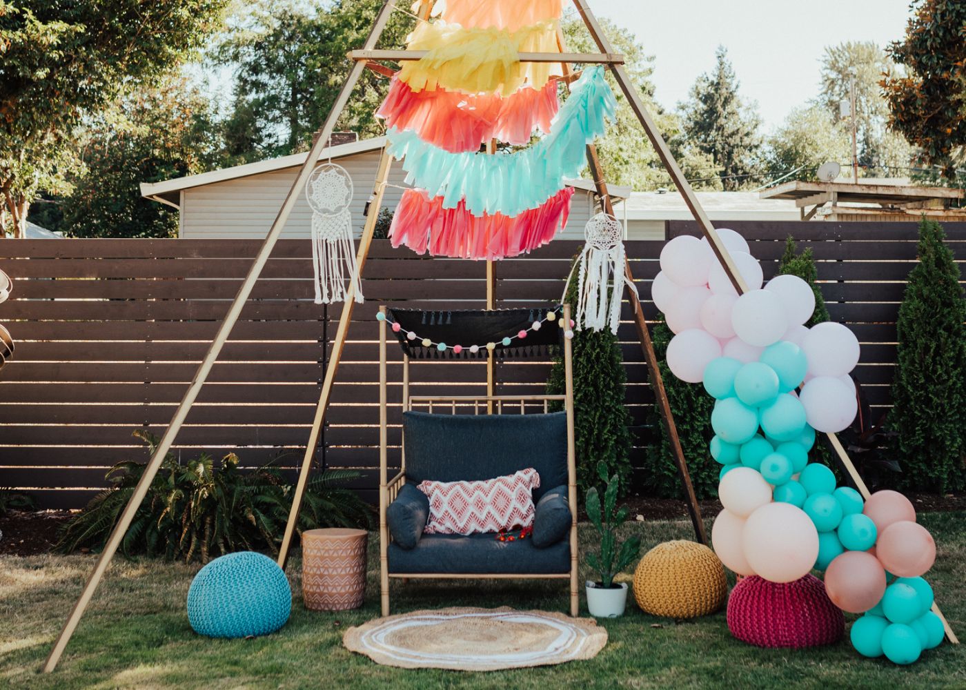 Colorful fringe throne