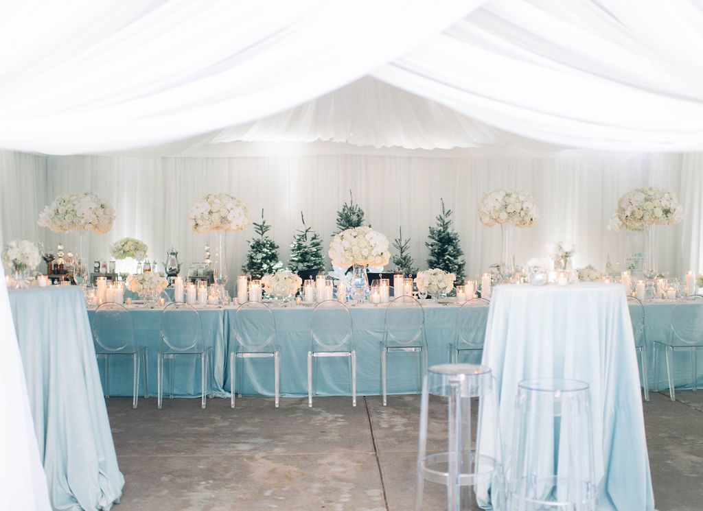 Winter baby shower in white and ice blue | PartySlate