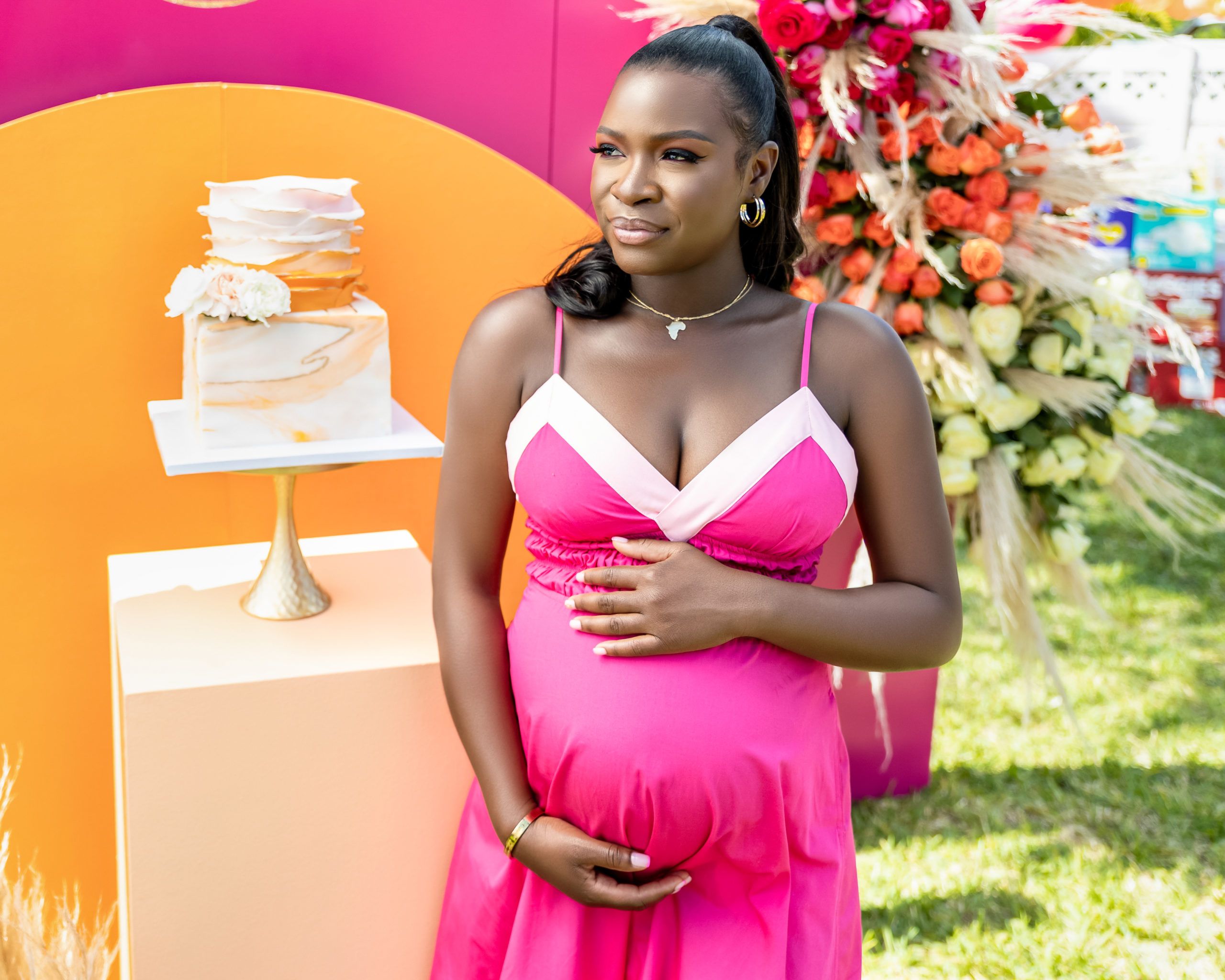 Mother at her baby shower