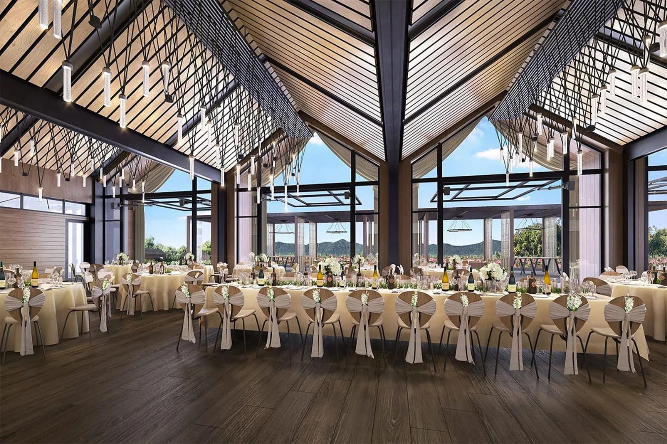 stanly ranch in napa county california wedding and event space with tables and chairs | PartySlate