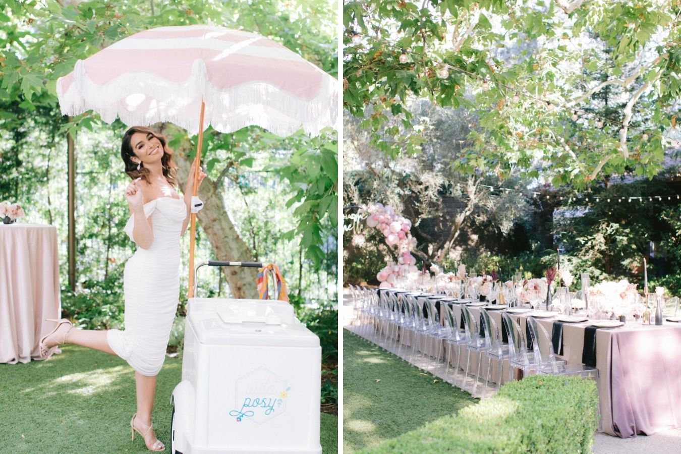 Romantic pink wedding shower with black accents | PartySlate