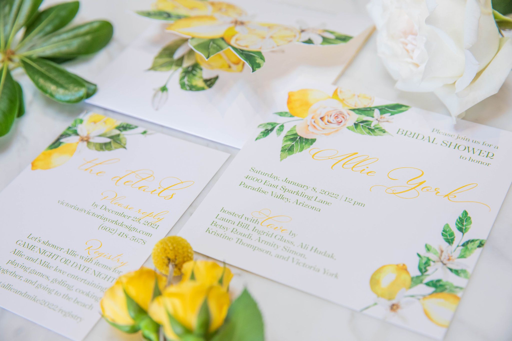 Lemons and White Roses Bridal Shower