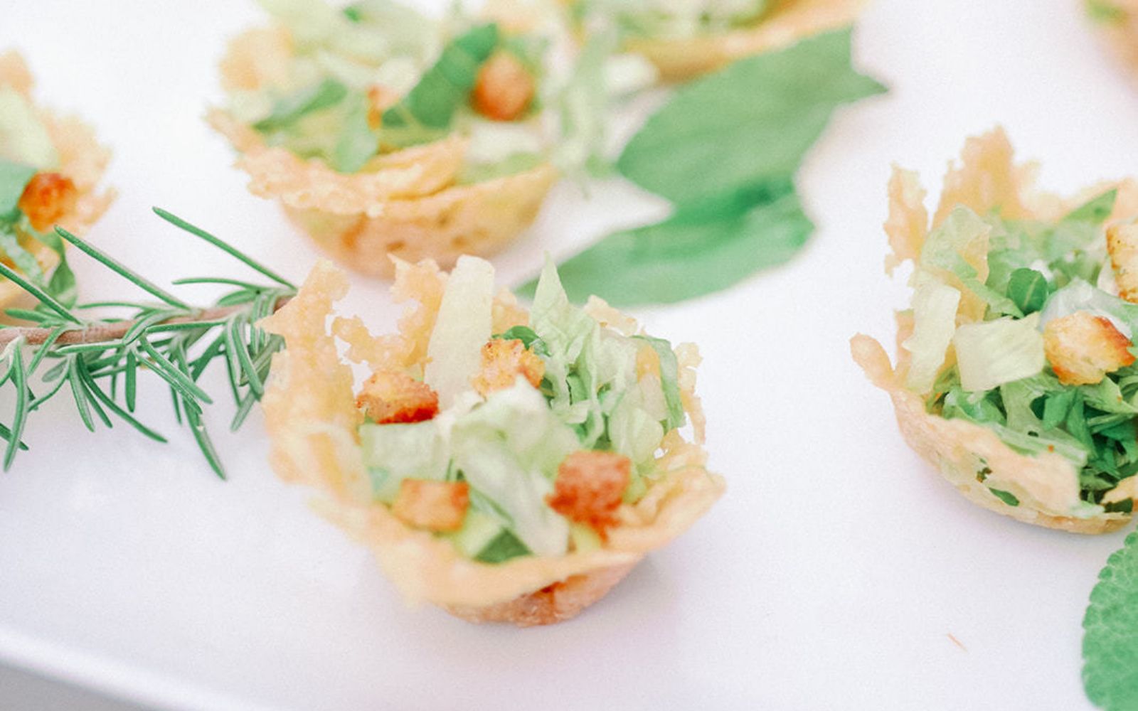 Edible bite-sized salad cups.