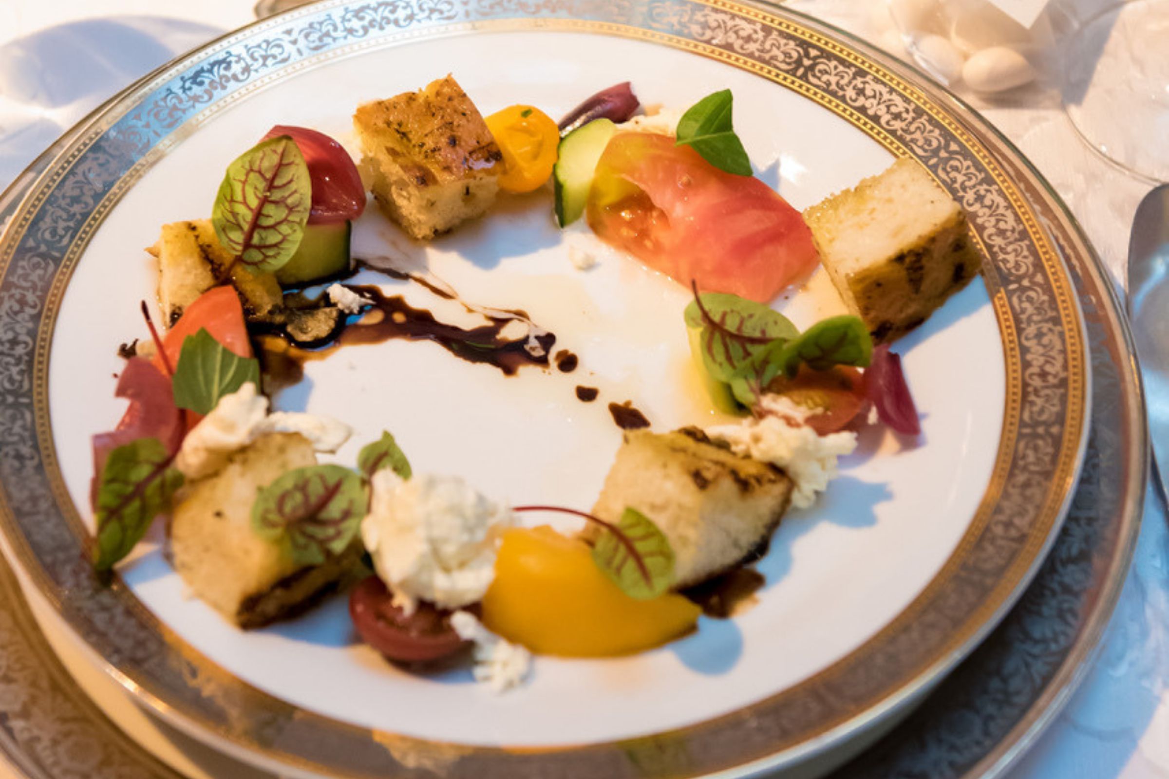 Artistically-arranged salad.