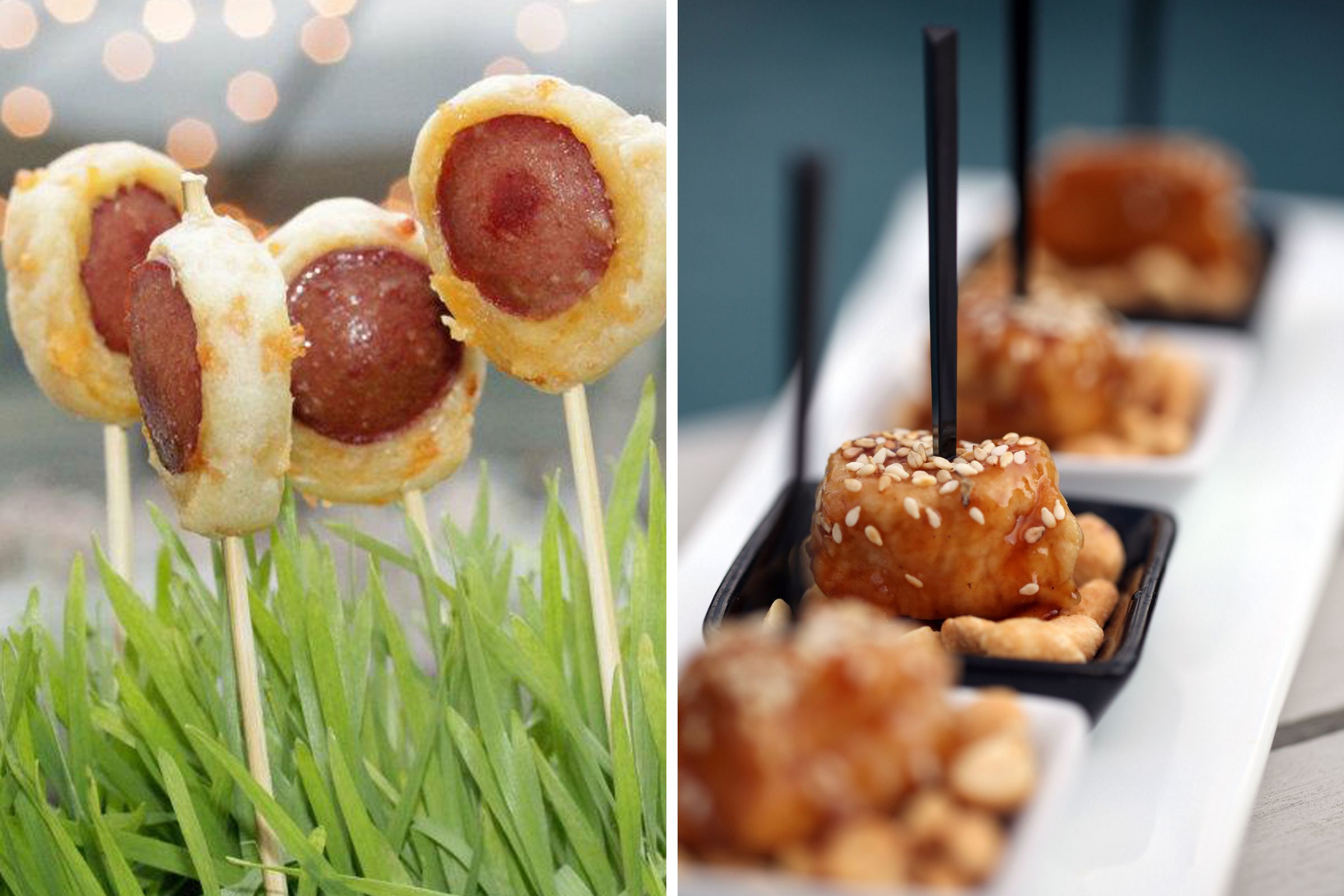 Bite-sized hot dog appetizers.