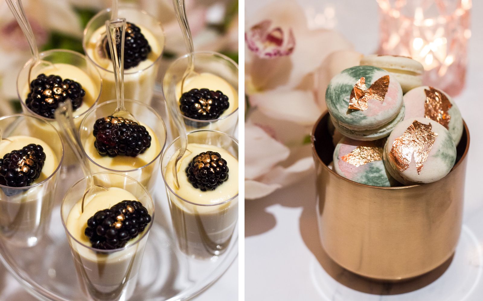 Desserts with glitter toppings.