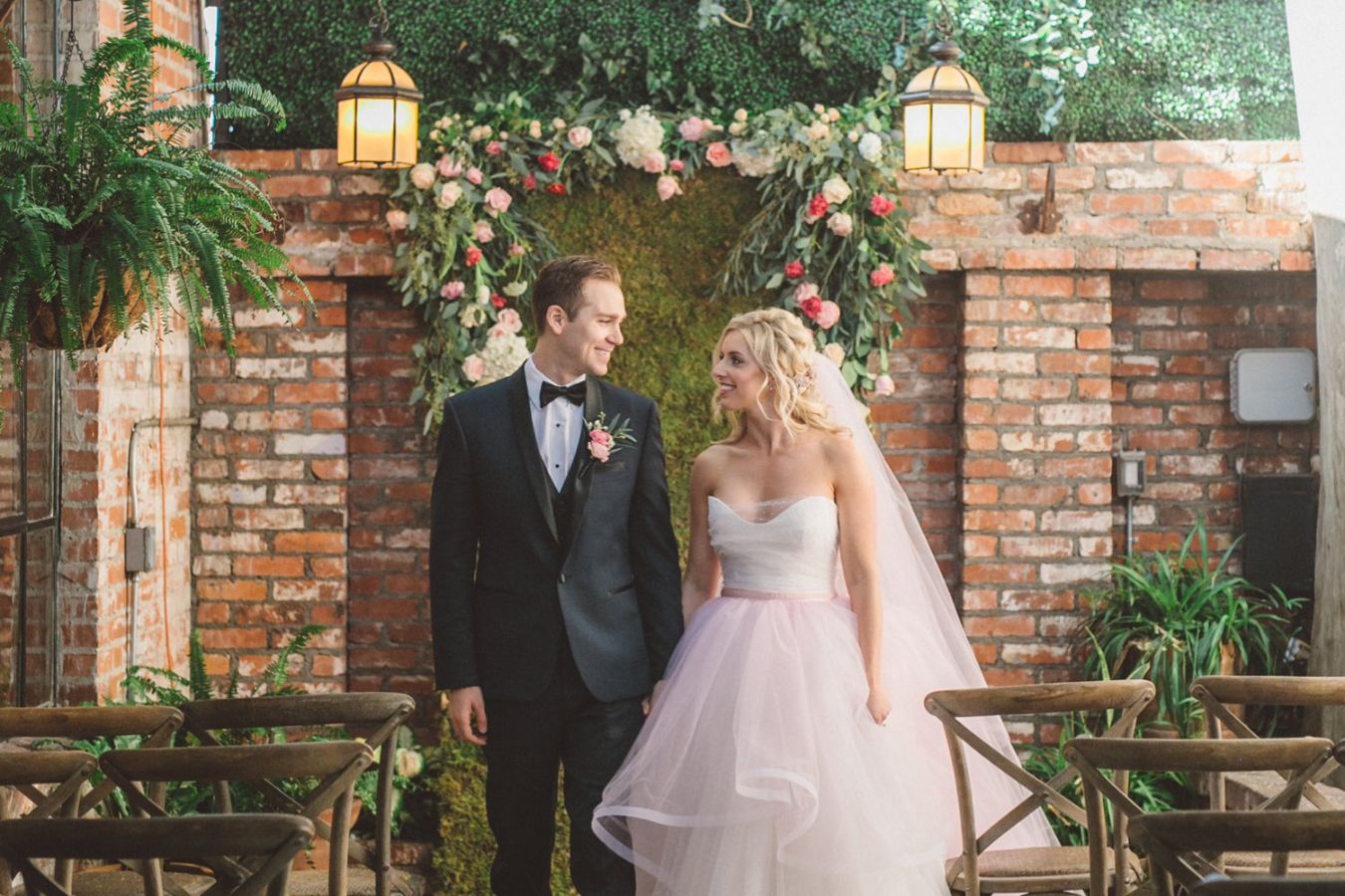 Pink, Red & White Rustic Wedding at Carondelet House in Southern California | PartySlate