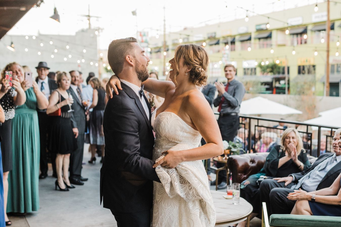 White Floral Wedding at City Market Social House in Los Angeles, CA | PartySlate