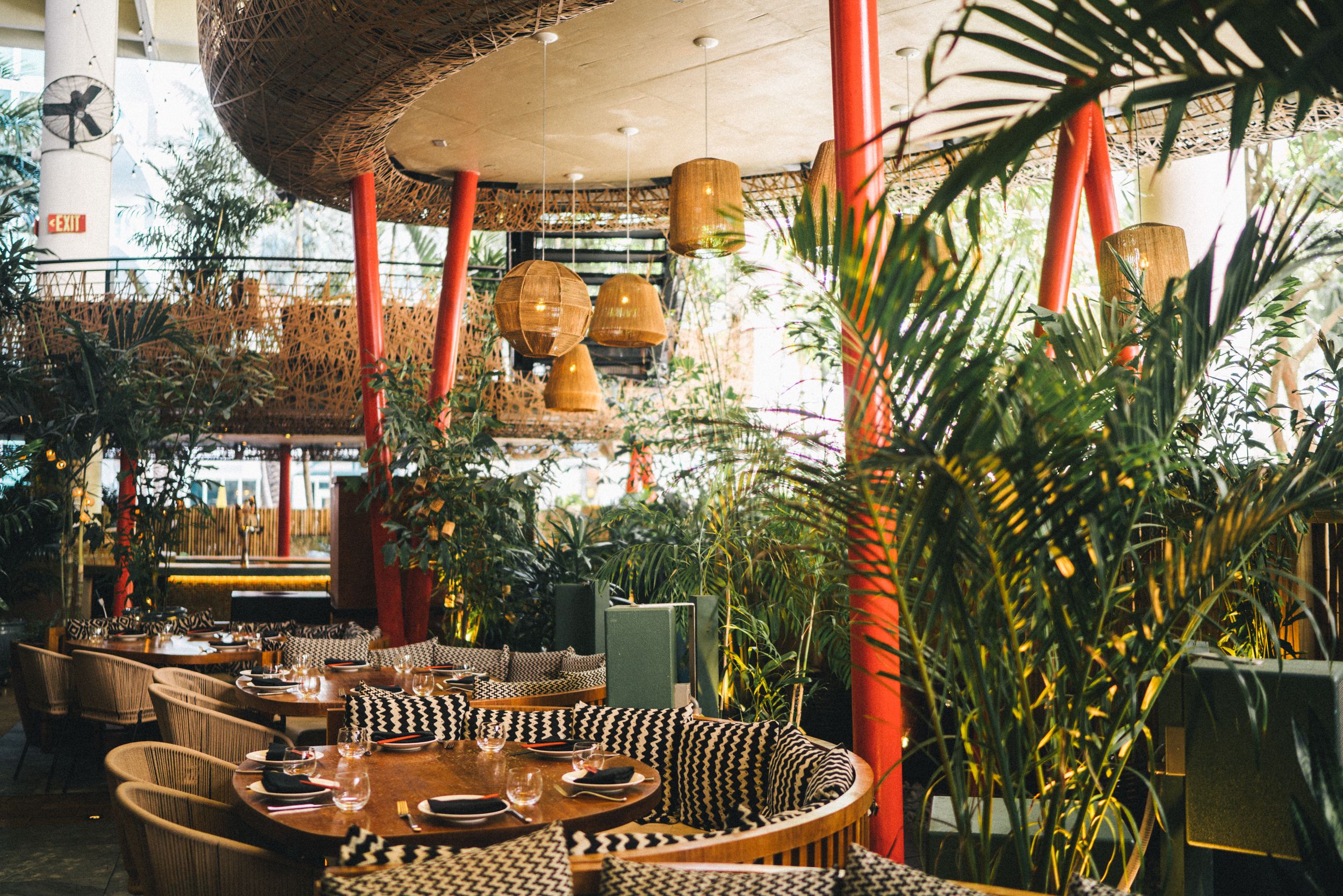 Outdoor private dining at Komodo Miami with aerial