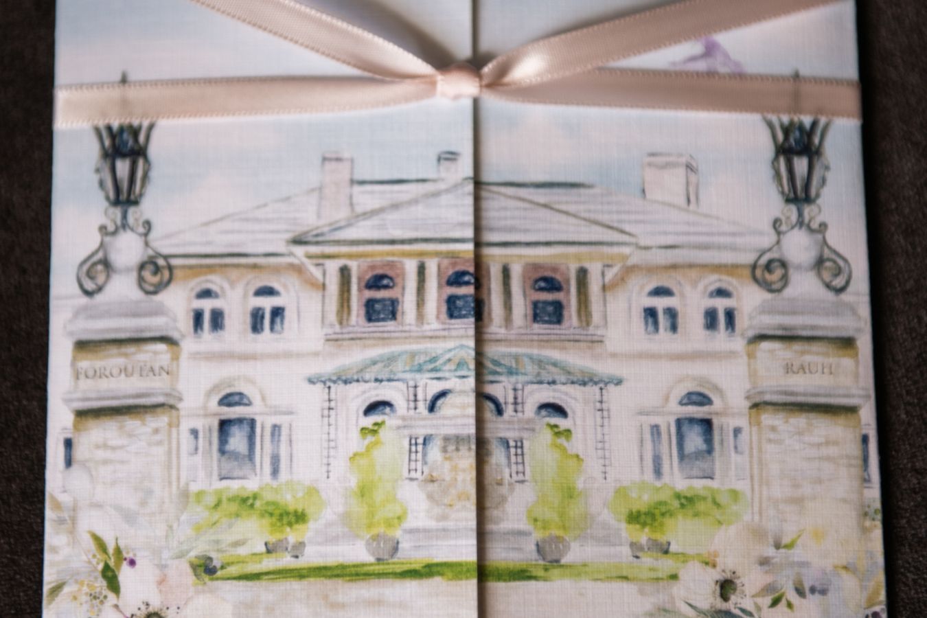 Persian wedding invitation with house design | PartySlate