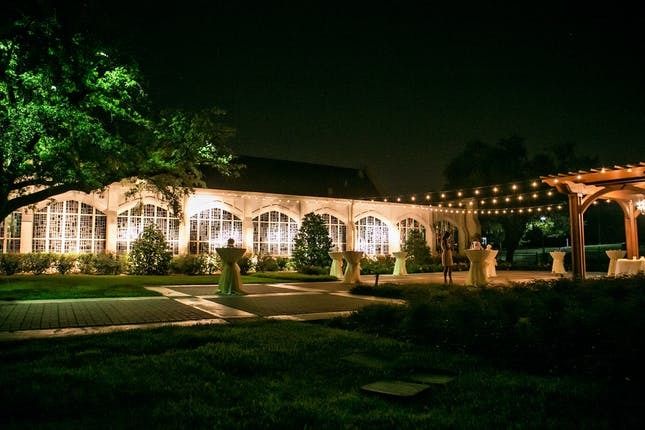 outdoor wedding reception at Belltower Chapel & Garden | PartySlate