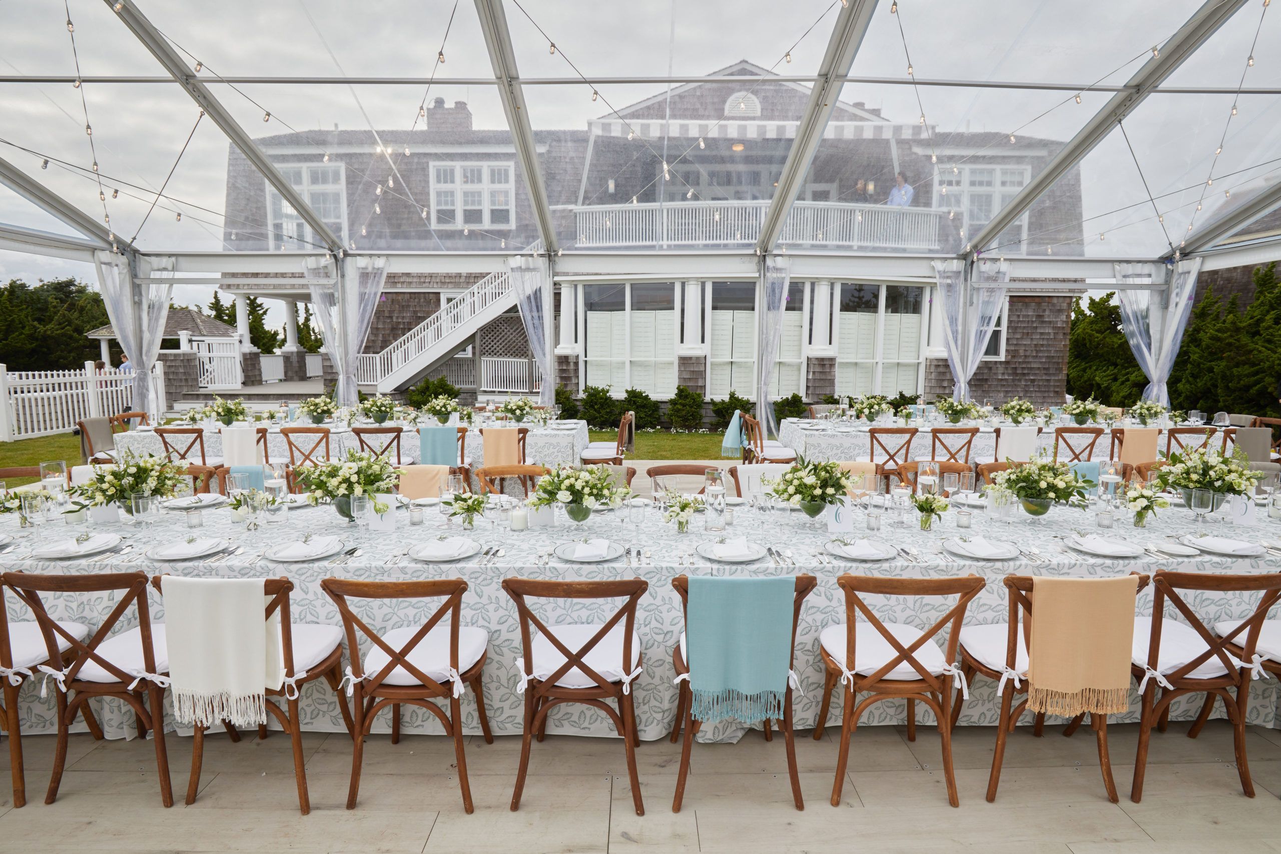 Preppy tent wedding reception