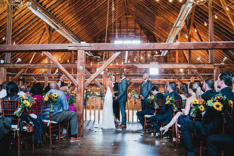 Berkshires wedding venue Gedney Farm indoor barn wedding | PartySlate